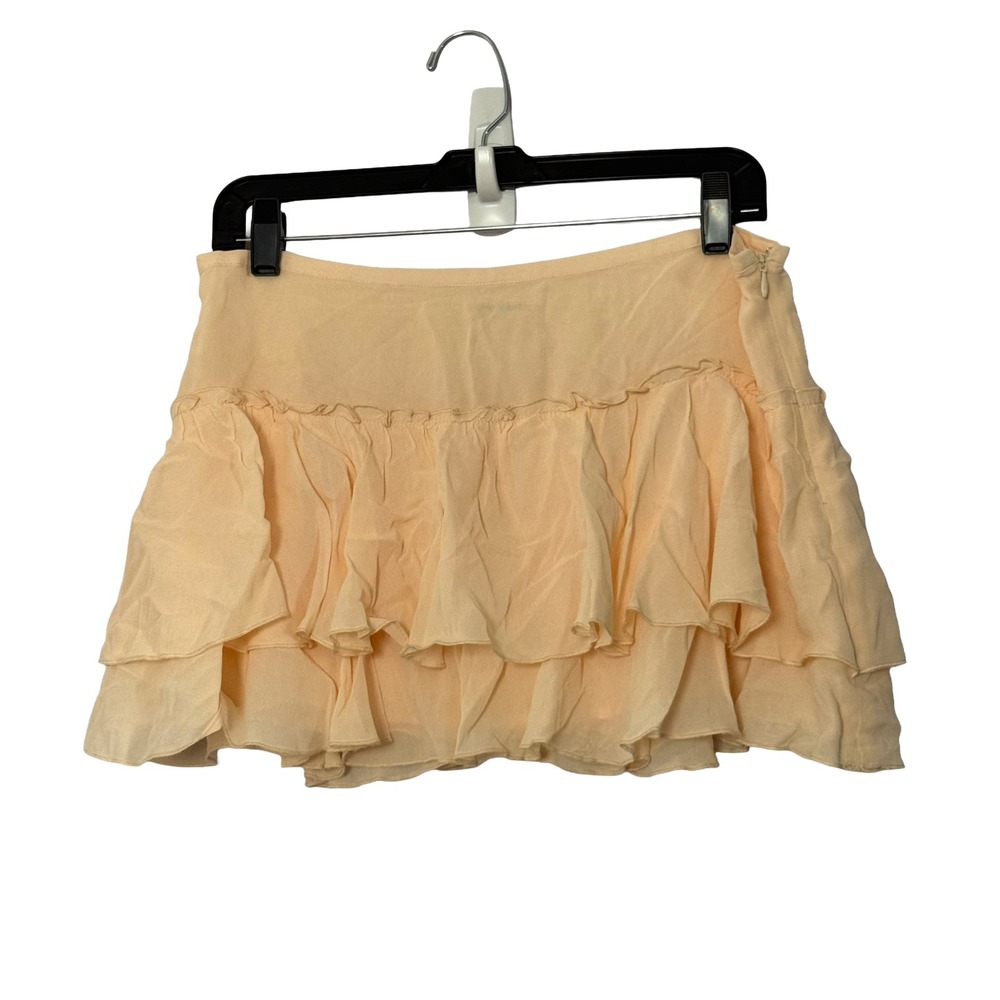 Reformation Peach Ruffled Mini Skirt